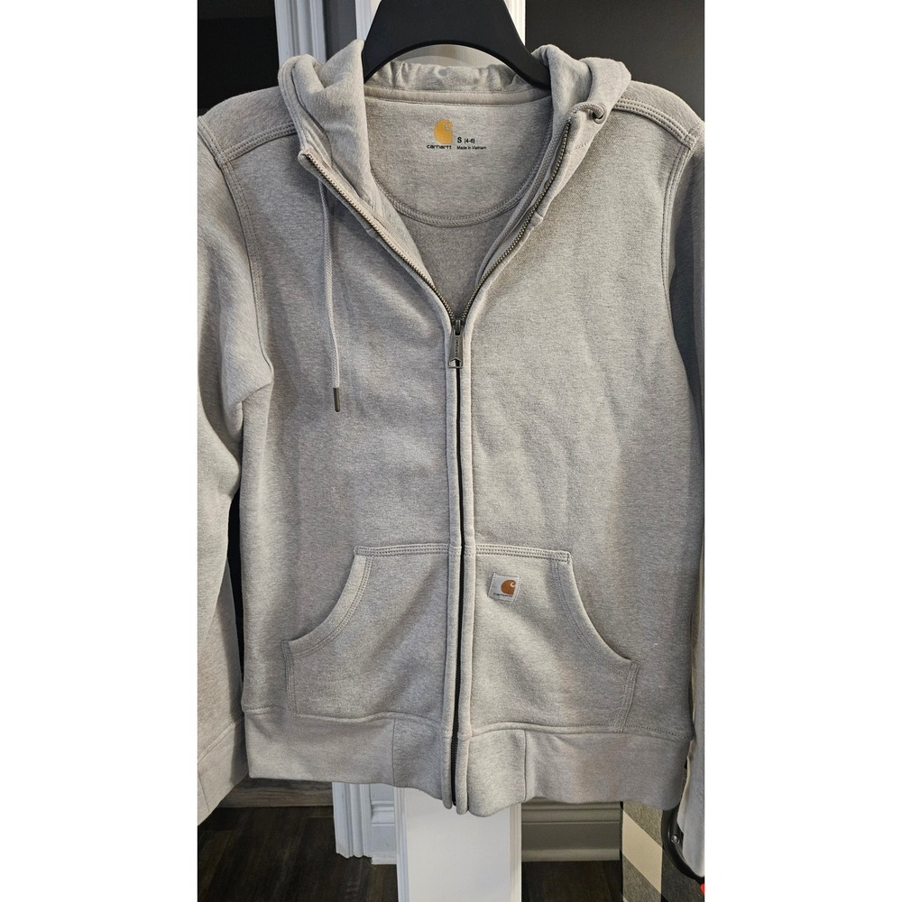 Gorpcore Carhart Womens Heather Gray Full Zip Hooded Sweatshirt Size Small S 4-6